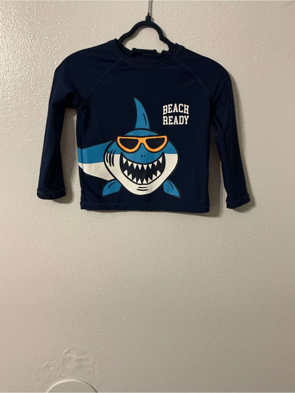 OshKosh B'gosh Navy Shark 'Beach Ready' Rashguard with Orange Sunglasses